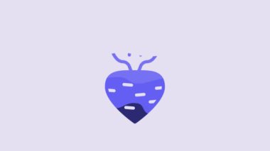 Blue Turnip icon isolated on purple background. 4K Video motion graphic animation.