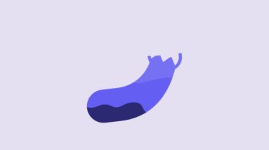 Blue Eggplant icon isolated on purple background. 4K Video motion graphic animation.