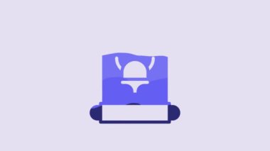 Blue Decree, paper, parchment, scroll icon icon isolated on purple background. 4K Video motion graphic animation.
