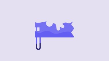Blue Viking flag icon isolated on purple background. 4K Video motion graphic animation.