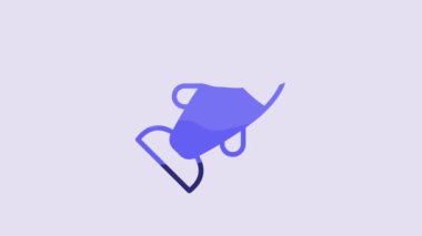 Blue Fish icon isolated on purple background. 4K Video motion graphic animation.