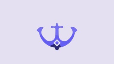 Blue Anchor icon isolated on purple background. 4K Video motion graphic animation.