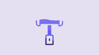 Blue Medieval battle hammer icon isolated on purple background. 4K Video motion graphic animation.