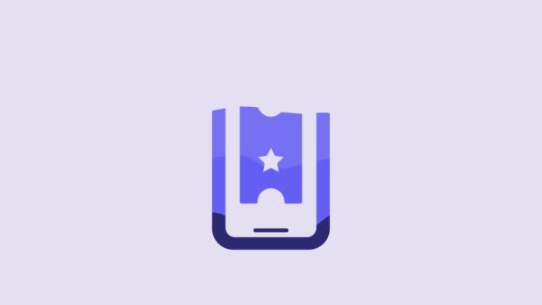 Blue Buy Cinema Ticket Online Icon Isolated Purple Background Service — Stockvideo