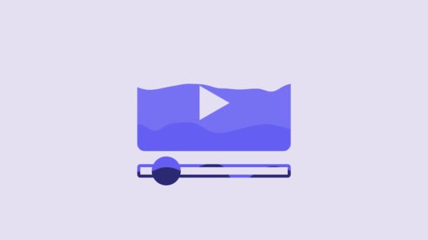 Blue Online Play Video Icon Isolated Purple Background Film Strip — Video