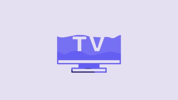 Blue Smart Icon Isolated Purple Background Television Sign Video Motion — 图库视频影像