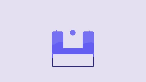 Blue Cinema Chair Icon Isolated Purple Background Video Motion Graphic — Wideo stockowe