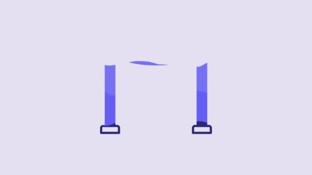 Blue Rope Barrier Icon Isolated Purple Background Vip Event Luxury — Vídeo de stock
