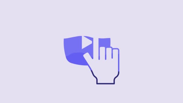 Blue Online Play Video Icon Isolated Purple Background Film Strip — Stockvideo