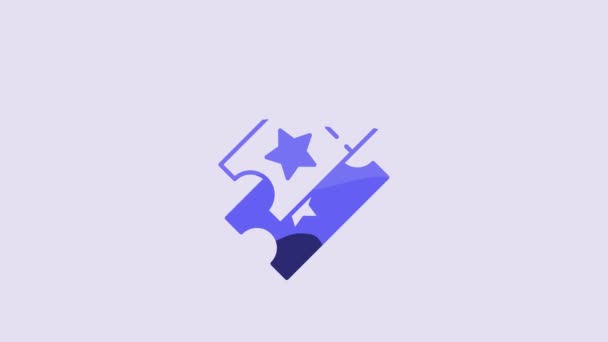 Blue Cinema Ticket Icon Isolated Purple Background Video Motion Graphic — Wideo stockowe