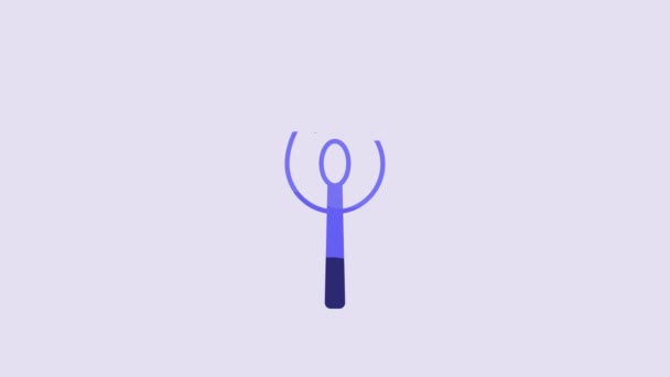 Синій Спалювання Піктограмою Вогню Ізольовані Фіолетовому Фоні Матч Вогнем Знак — стокове відео