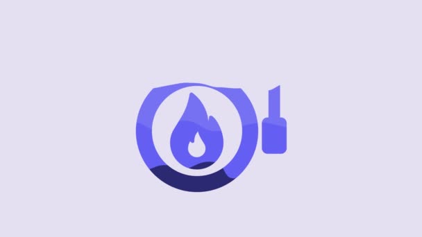 青のリングアラームベルのアイコンは 紫の背景に隔離された 火災警報システム サービスベル ハンドベル記号 通知記号 4Kビデオモーショングラフィックアニメーション — ストック動画