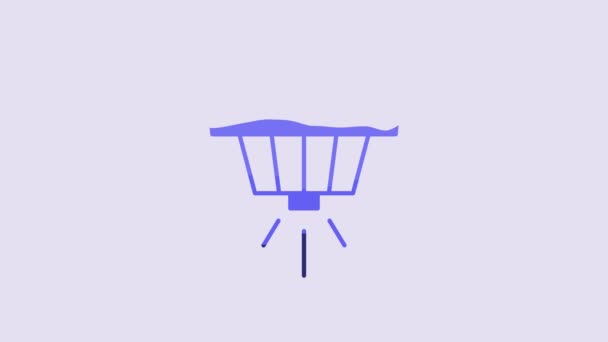 Піктограма Синього Диму Ізольована Фіолетовому Фоні Детектор Диму Відео Рух — стокове відео