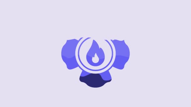 紫色の背景に隔離された青い消防士のアイコン 4Kビデオモーショングラフィックアニメーション — ストック動画