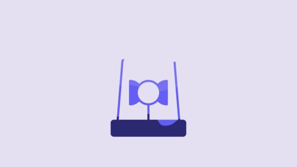 Blue Flasher Siren Icon Isolated Purple Background Emergency Flashing Siren — Vídeo de Stock