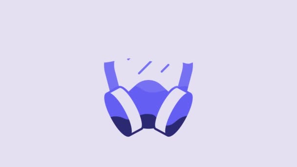 Blue Gas Mask Icon Isolated Purple Background Respirator Sign Video — Vídeo de Stock