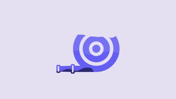 Blue Fire Hose Reel Icon Isolated Purple Background Video Motion — Video