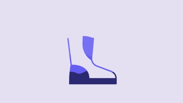 Blue Fire Boots Icon Isolated Purple Background Video Motion Graphic — Wideo stockowe