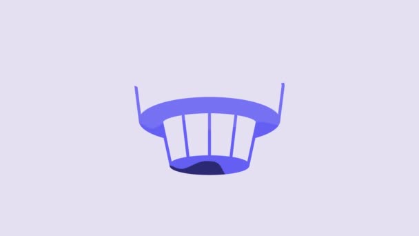 Blue Smoke Alarm System Icon Isolated Purple Background Smoke Detector — Stockvideo