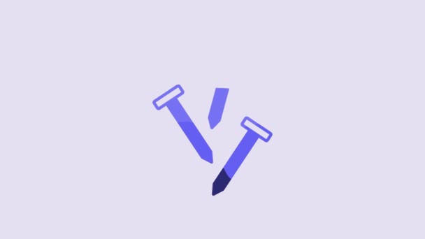 Blue Metallic Nails Icon Isolated Purple Background Video Motion Graphic — 비디오