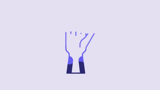 Blue Protective Gloves Icon Isolated Purple Background Video Motion Graphic — Stockvideo