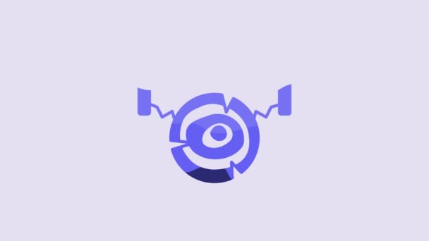 Icona Blu Due Mani Sega Registro Isolato Sfondo Viola Animazione — Video Stock