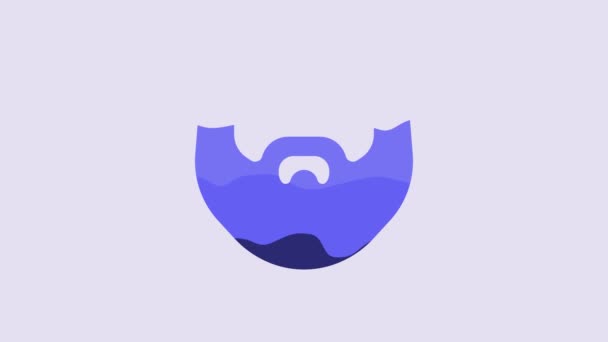 Blue Mustache Beard Icon Isolated Purple Background Barbershop Symbol Facial — Vídeos de Stock