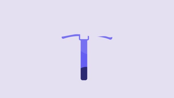 Blue Pickaxe Icon Isolated Purple Background Video Motion Graphic Animation — Stock video
