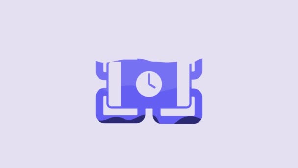 Blue Detonate Dynamite Bomb Stick Timer Clock Icon Isolated Purple — Video Stock