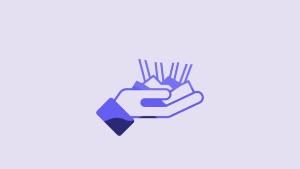 Icono Piedra Gema Azul Aislado Sobre Fondo Púrpura Símbolo Joyería — Vídeos de Stock