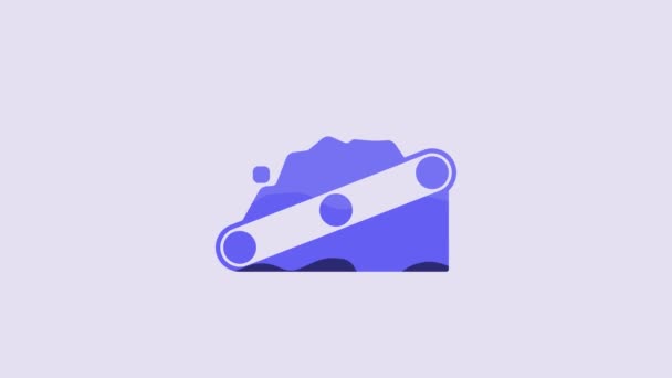Blue Conveyor Belt Carrying Coal Icon Isolated Purple Background Video — 비디오