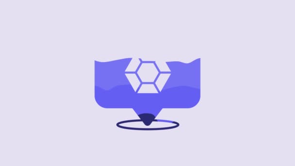 Blue Gem Stone Icon Isolated Purple Background Jewelry Symbol Diamond — Stockvideo