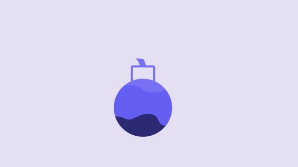 Blue Bomb Ready Explode Icon Isolated Purple Background Video Motion — Stockvideo