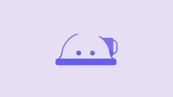 Blue Miner Helmet Icon Isolated Purple Background Video Motion Graphic — 图库视频影像