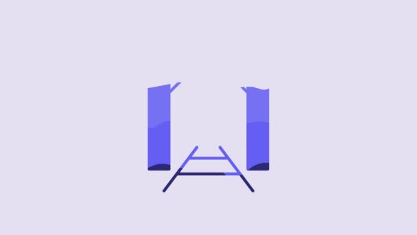 Icono Entrada Mina Azul Aislado Sobre Fondo Púrpura Animación Gráfica — Vídeo de stock