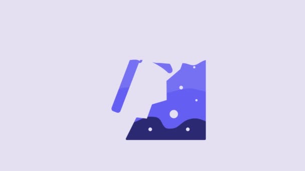 紫の背景にブルーのピックアックスのアイコン 4Kビデオモーショングラフィックアニメーション — ストック動画