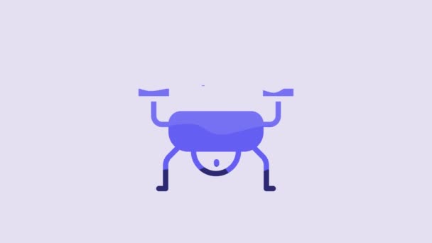 Icono Del Sistema Drones Blue Smart Aislado Sobre Fondo Púrpura — Vídeo de stock