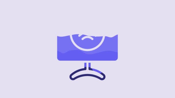 蓝色智能电视系统图标隔离在紫色背景 电视信号 物联网概念与无线连接 4K视频运动图形动画 — 图库视频影像