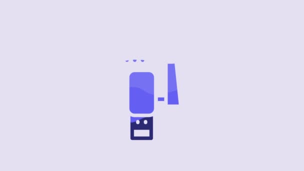 Icono Del Adaptador Inalámbrico Usb Azul Aislado Sobre Fondo Púrpura — Vídeos de Stock