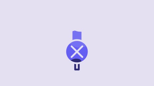 Azul Audio Jack Icono Aislado Sobre Fondo Púrpura Cable Audio — Vídeo de stock