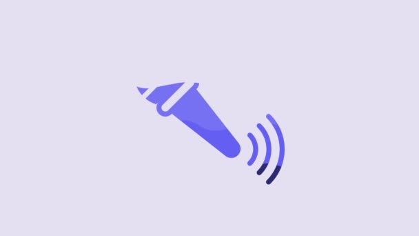 Blue Wireless Microphone Icon Isolated Purple Background Air Radio Mic — Stock videók