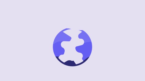 Blue Global Technologie Social Network Icoon Geïsoleerd Paarse Achtergrond Video — Stockvideo