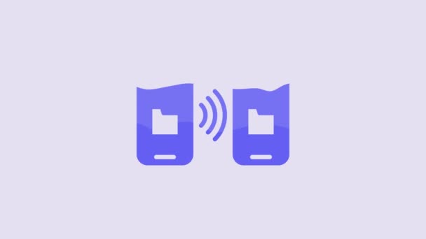 Blue Cloud Technology Data Transfer Storage Icon Isolated Purple Background — Wideo stockowe