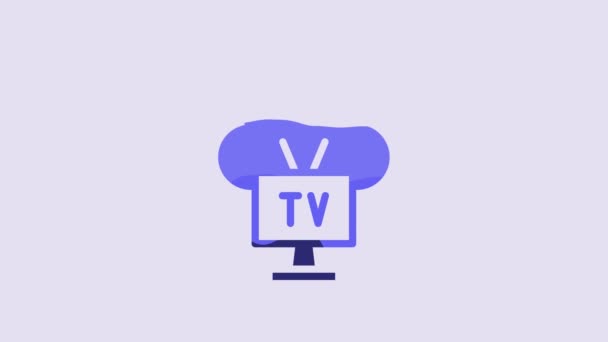 Blue Smart Icon Isolated Purple Background Television Sign Video Motion — 图库视频影像