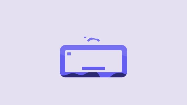 Icono Teclado Azul Ordenador Aislado Sobre Fondo Púrpura Signo Componente — Vídeos de Stock