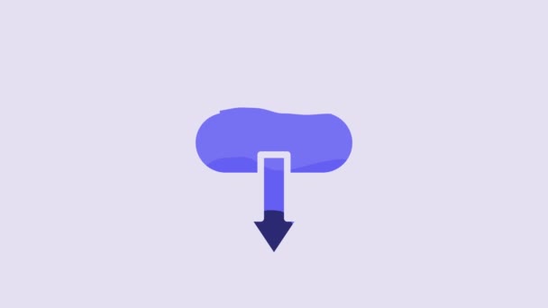 蓝云下载图标隔离在紫色背景 4K视频运动图形动画 — 图库视频影像