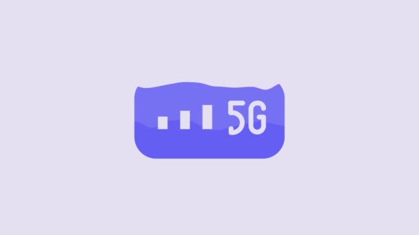 Blue New Wireless Internet Wifi Connection Icon Isolated Purple Background — Stockvideo