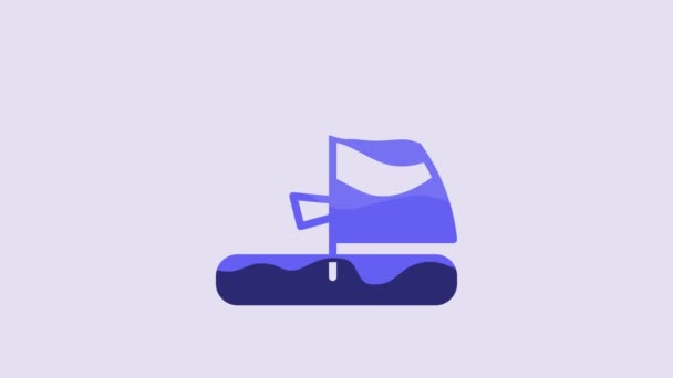 Blue Windsurfing Icon Isolated Purple Background Video Motion Graphic Animation — Vídeos de Stock
