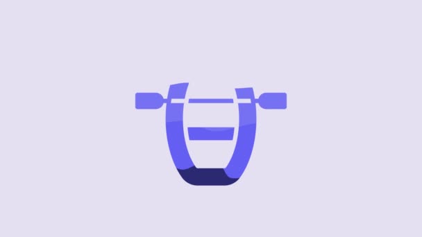 Blue Boat Oars Icon Isolated Purple Background Water Sports Extreme — Video