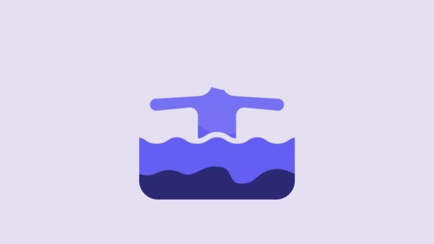 Символ Синей Водной Гимнастики Выделен Фиолетовом Фоне Видеографическая Анимация — стоковое видео